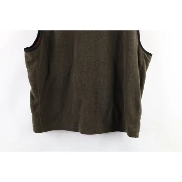 Vintage 90s Streetwear Mens 2XL XXL Full Zip Fleece Vest Jacket Olive Green - Picture 7 of 8
